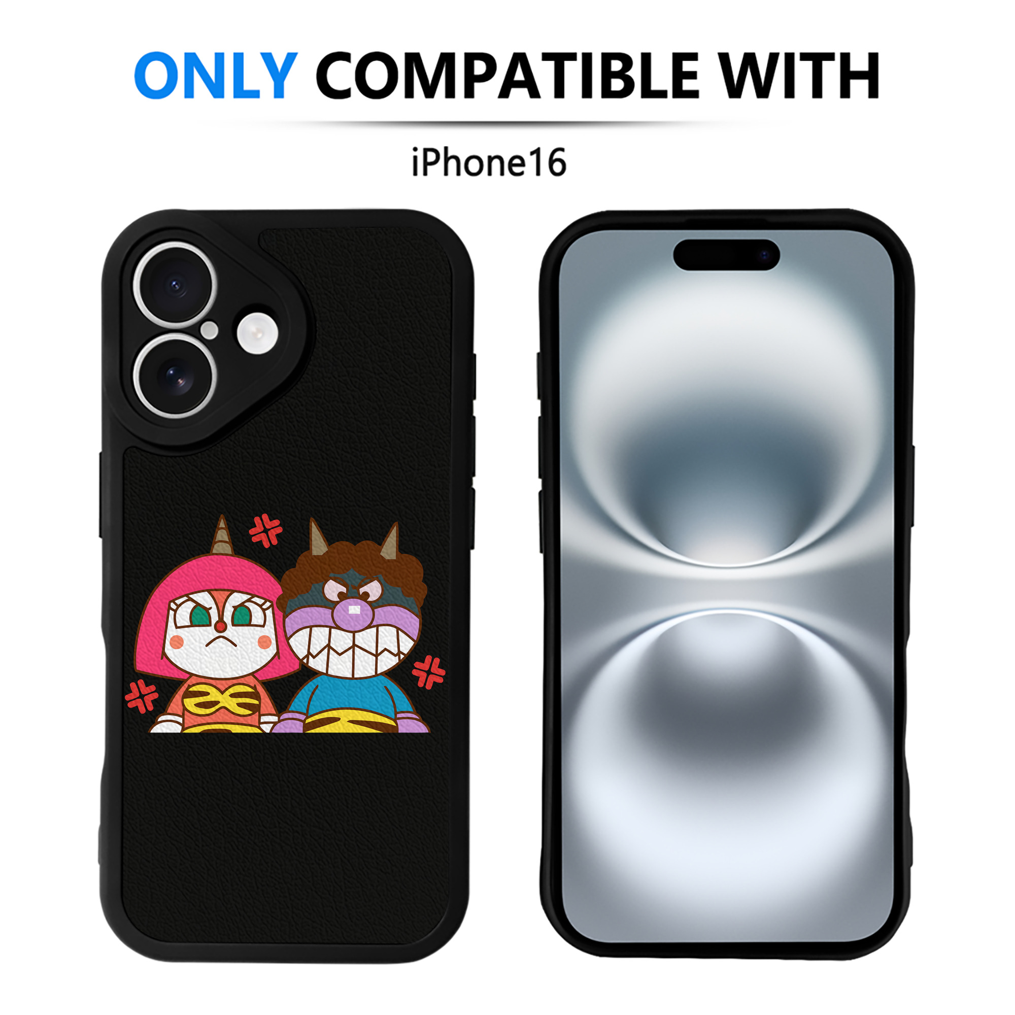 （画像用） アンパンマン Anpanman 【iPhone 16シリーズ対応】シリコンスマホケース（レザー調） 材質：シリコン